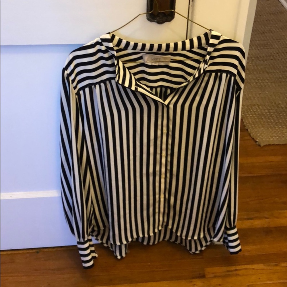 Loft black and white striped blouse